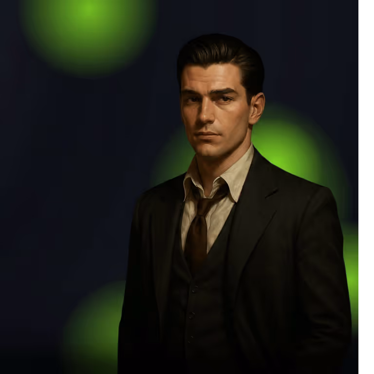 Stylish WilderBet character in suit representing safe payments, fast deposits, and secure casino transactions.